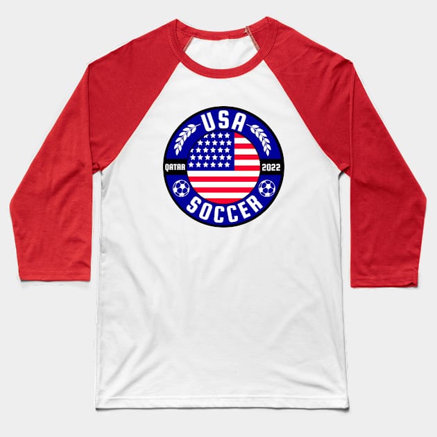 USA Qatar 2022 Baseball T-Shirt by footballomatic